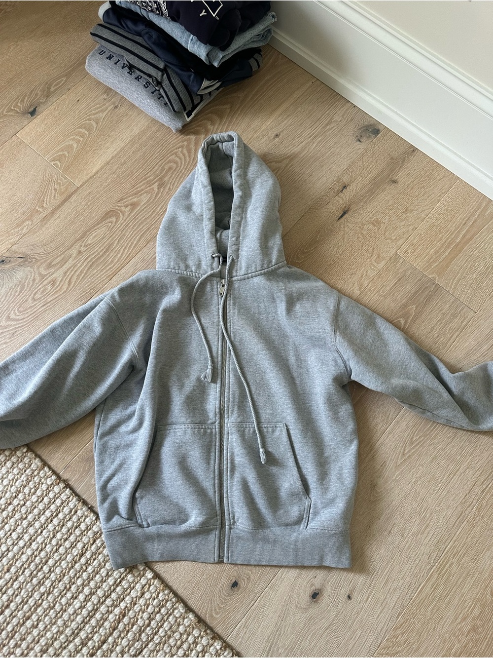 Brandy Melville Light Gray Full-Zip Hoodie